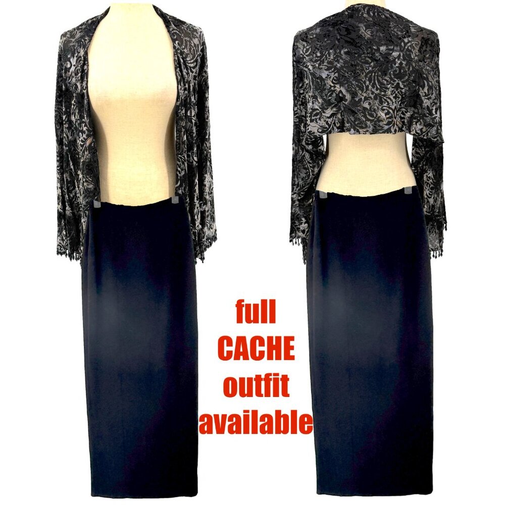 Vintage Cache Womens Pencil Skirt XXS Black Front Zip Slit Long‎ Minimalist Sexy